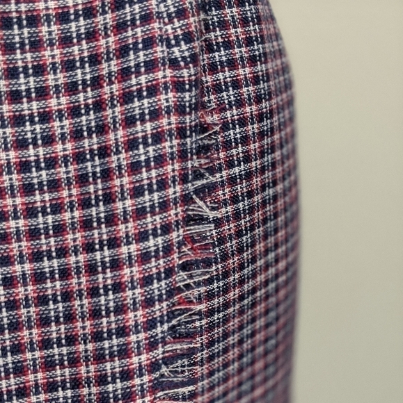 Shell N Wrap Tweed Fringe Knee Pencil Skirt Red S Work Office Preppy Classic - Picture 3 of 4